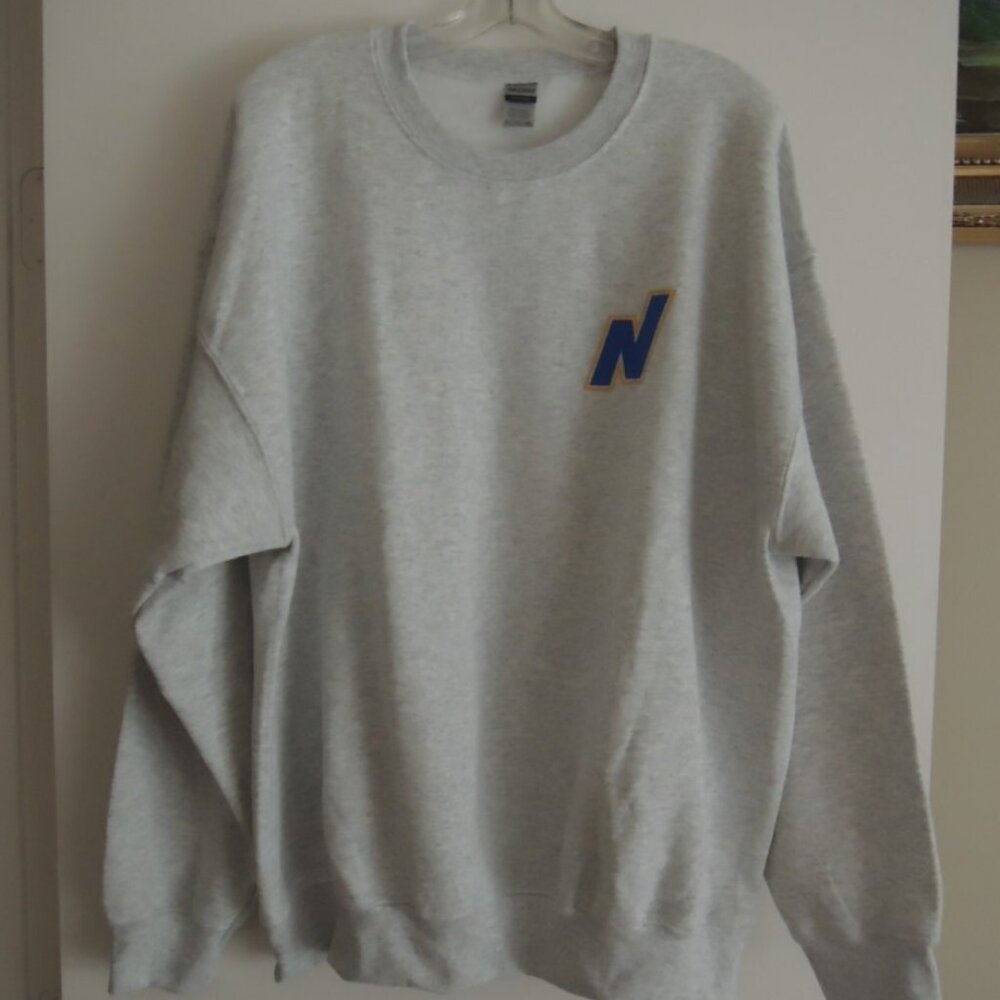 Unisex Sweatshirt Size XL Initial "N" Lt Gray Crewneck Cotton Pullover Top - NEW